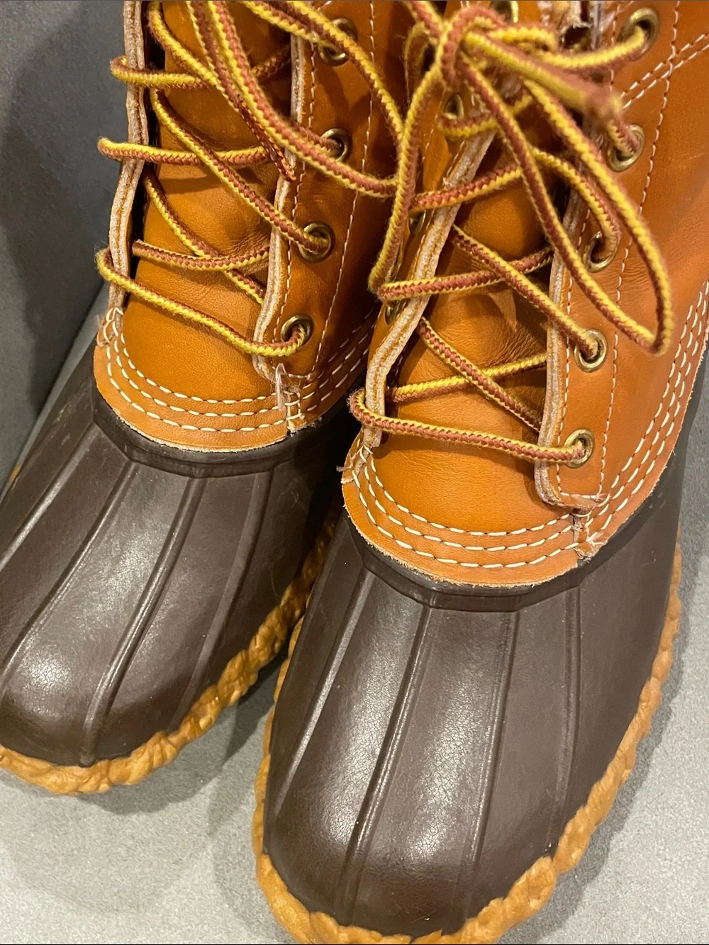 Vintage LL Bean Duck Boots Sz 8 Dark Brown Leather Waterproof Made in USA 1980’s